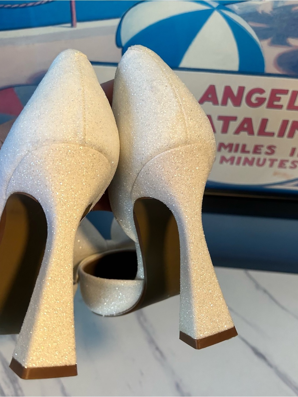 Betsey Johnson Nobble Ivory Glitter Heels With Bow - Picture 7 of 13